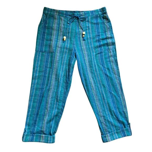NWT Sundance Bakari Ocean Stripe Boho Drawstring Pull On Relaxed Pants Size L - Picture 2 of 7